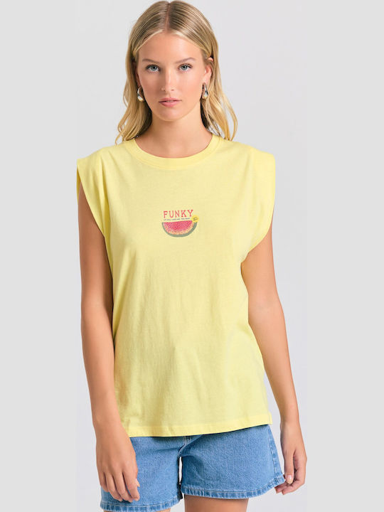 Funky Buddha Γυναικείο T-shirt Κίτρινο