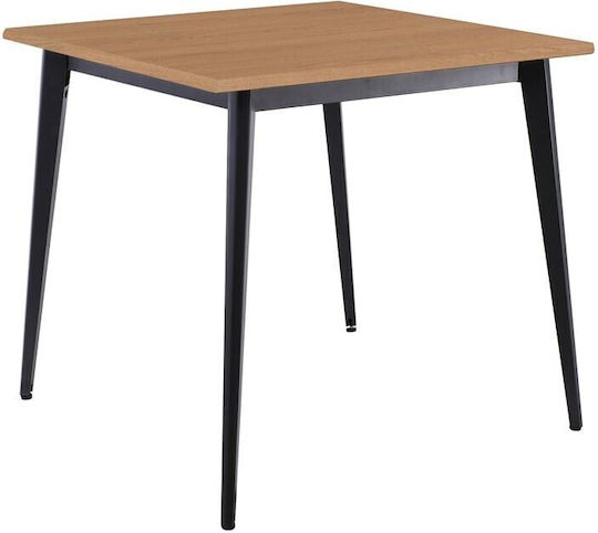 Vidal Square Table Dining Room Wooden with Metal Frame Black Velvet-Black Metal 80x80cm