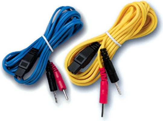 Cable Plug 2 mm Device Electrotherapy Tens I-tech 1 Blue 1 Yellow 1 Pair