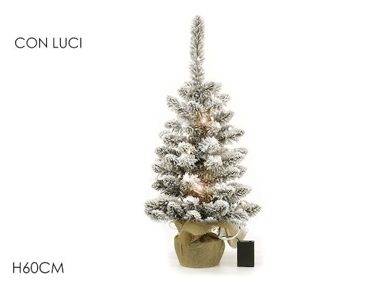 Christmas Decorative Snowy Illuminated Tree 60cm Battery Green