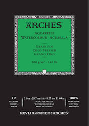 Arches Μπλοκ Ακουαρέλας Grain Fin Cold Pressed Λεπτόκοκκο 300gr/m2 140lb 21x29.7cm 12 Φύλλων 100% Cotton A1795091 Arches Μπλοκ Ακουαρέλας Grain Fin Cold Pressed Λεπτόκοκκο 300gr/m2 140lb 21x29.7cm 12 Φύλλων 100% Cotton A1795091
