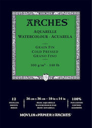 Arches Aquarelle Μπλοκ Ακουαρέλας Grain Fin Cold Pressed 300gr/m2 140lb 26x36cm 12 Φύλλων 100% Cotton A1795093