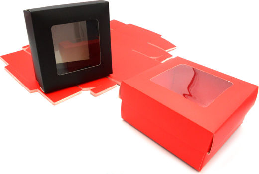 Cardboard Box With Window Lid Cellophane 8cm X 8cm X 5cm 0402239 12 Pieces