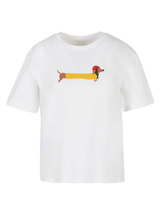 Merchcode Ladies Christmas Dog T-shirt White Fw...