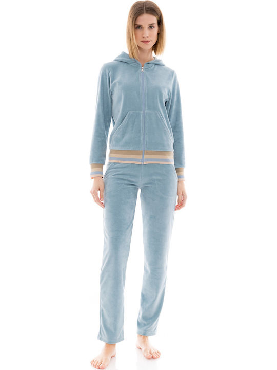 Set Trening Dama Catifea Albastru