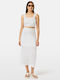 High-waisted Midi Skirt Polka Dot White
