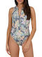One-Piece Swimsuit Floral Bluestone