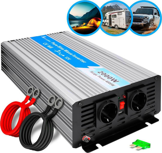 Extralink Car Inverter Pure Sinewave 2000W to Converter 12V DC in 230V AC with 1xUSB