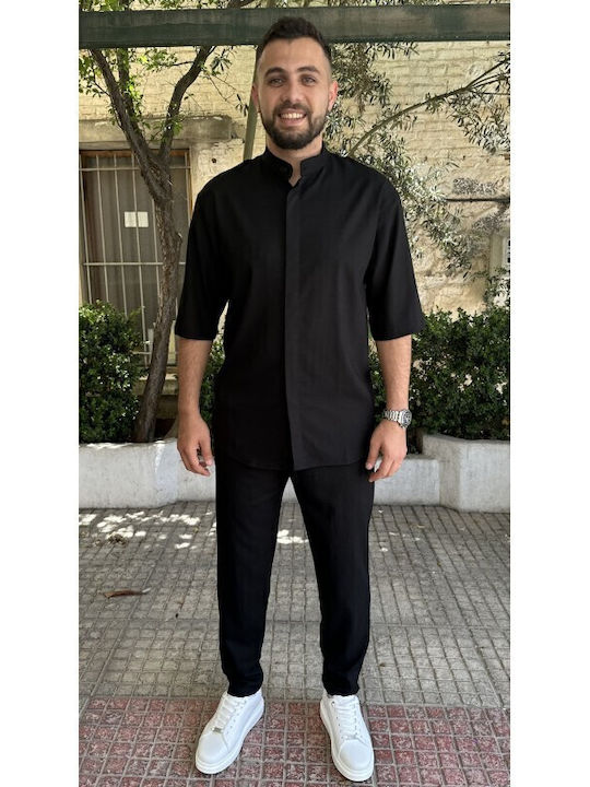 Vittorio Artist Shirt Κοντομάνικο Πουκάμισο Black