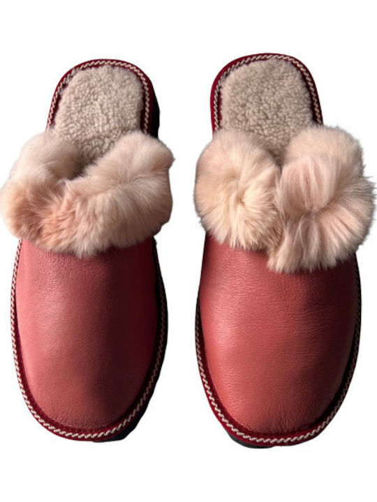 Winter Women's Slippers with Fur Pink