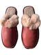 Winter Women's Slippers with Fur Pink
