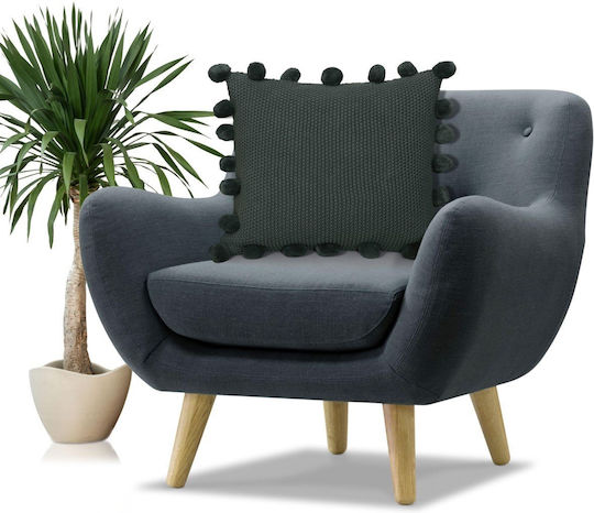 Liolios Home Sofa Cushion 100% Cotton Dark Green 50x50cm