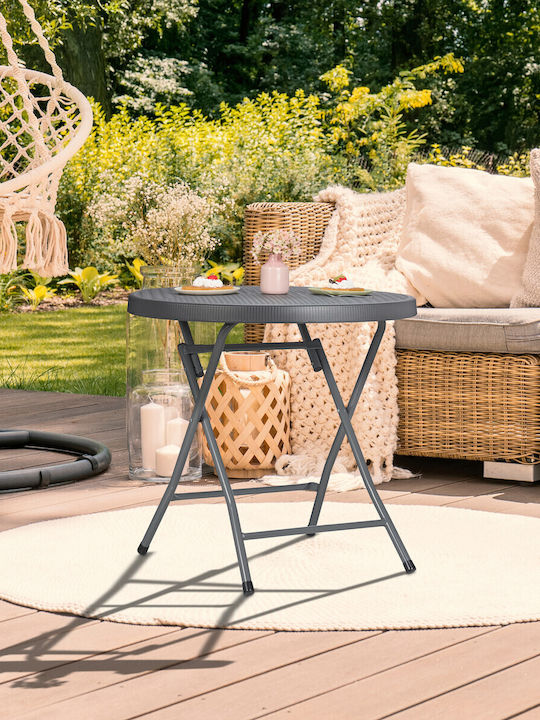 with Rattan Surface and Metal Frame Gray 80x80xcm