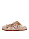 Leather Women's Flat Sandals in Gold Color