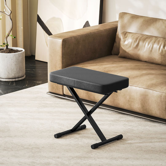 Stool For Living Room Collapsible with Adjustable Height Black 60x32x53-63cm