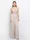 Women's High-waisted Fabric Trousers in Loose Fit Cream