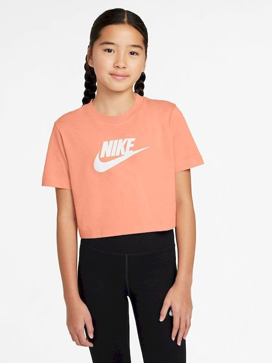 Nike Kids' Crop Top Short Sleeve Orange Sportswear