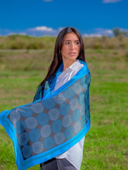 Kalfas Luxury Silk Women's Silk Scarf Blue
