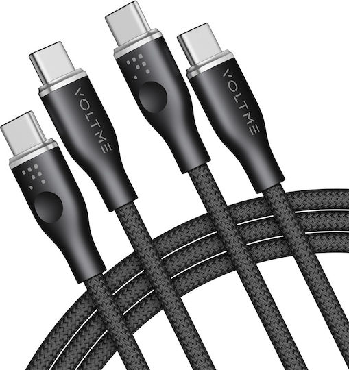 Voltme Braided USB 2.0 Cable USB-C Male - USB-C 100W PD Black 1.8m