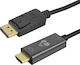 Powertech Cablu DisplayPort - HDMI de sex masculin 1.5m Negru (CAB-H183)