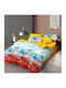 Pucioasa Set Husă de Pilotă Flanel Dublă cu 4 Fețe de Pernă & 1 Cearsaf 200x220 Albastru