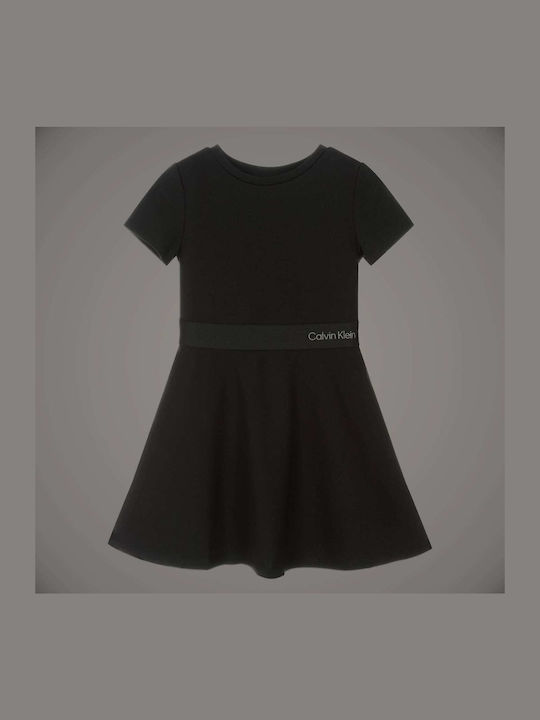 Tape Children's Dress Short Sleeve Black