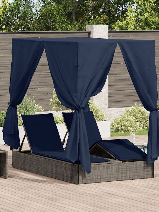 Liegestuhl-Bett Doppel Rattan mit Kissen & Sonnenschirm Gray 200x70x60cm.
