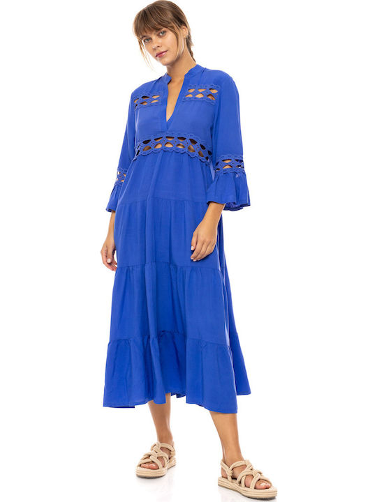 Pink Label Damen Maxi Kleid Strand Ultra Violet