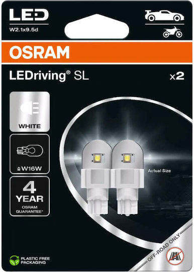 Osram Lamps Car Ledriving Sl W16W LED 6000K Cold White 12V 2.9W 2pcs