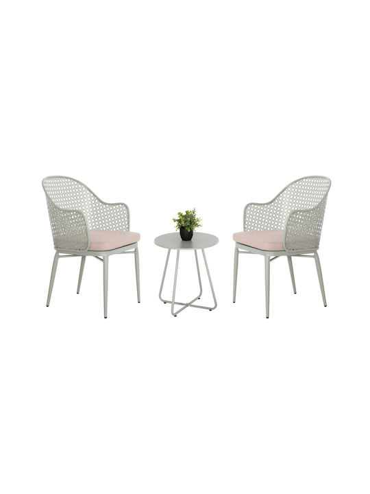 Garden & Outdoor Furniture Sets Dining Room for Small Balcony Lounge 3 Pieces Pistachio with Pillows