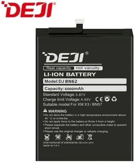 Deji Compatible Replacement Battery 6000mAh for Xiaomi Redmi Note 9