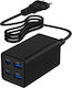 Gembird GaN с 2 USB-A порта и 2 USB-C порта 65W Power Delivery / Quick Charge 3.0 Черен (TA-UC-2A2C-PD65-01-BK)