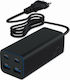 Gembird GaN с 2 USB-A порта и 2 USB-C порта 100W Power Delivery / Quick Charge 3.0 Черен (TA-UC-2A2C-PD100-01-BK)