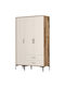 Dreifachtür Kleiderschrank Kumsal Walnut-cream 120x47.5x201.4cm