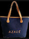 Azade Fabric Beach Bag Blue
