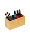 Relaxdays Coș de Depozitare Bambus cu capac Bej 9.5x18x9cm 1buc