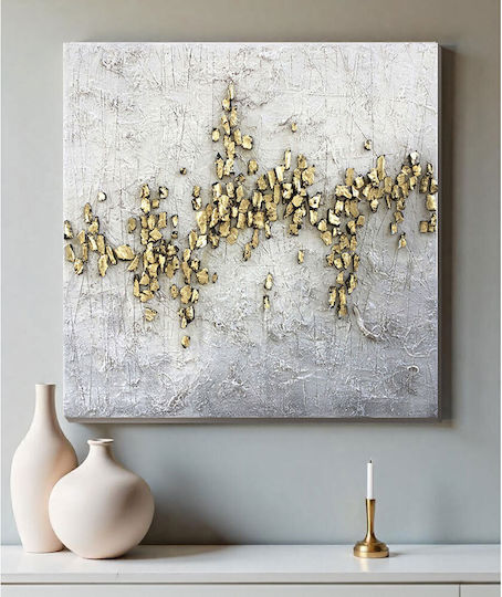 Inthebox Gold Trail Dekoratives Gemälde 100x100x4 Öl Acryl Weiß Grau Gold Leinwand 030464 Inthebox Gold Trail Dekoratives Gemälde 100x100x4 Öl Acryl Weiß Grau Gold Leinwand 030464