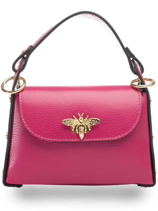 Leder Damentasche Schultertasche Fuchsie