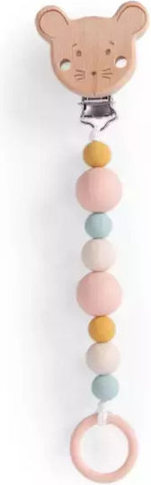 Moulin Roty Clip Pacifier with Beads made of Wood Polychrome