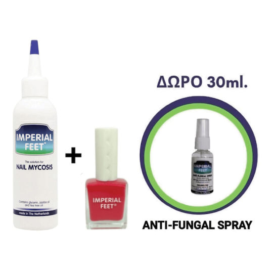 Imperial Feet Nail Mycosis and Fungal Nail Polish and Anti-Fungal Spray Drops for Nail Mycosis Coral 3 Pieces