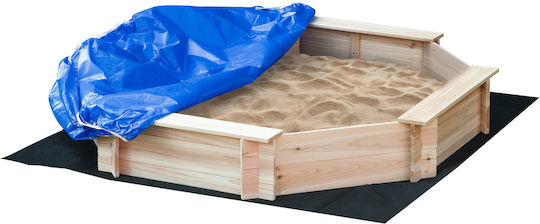 Outsunny Sandbox made of Wood 139.5x139.5x21.5cm. Beige