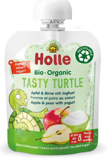Holle Piure de fructe-legume cu Aromă de Măr & Păr 85gr pentru 8+ Luni