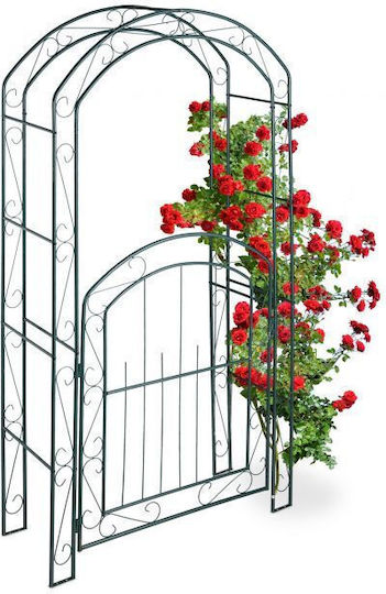 Arc metalic pentru flori cățărătoare Relaxdays verde închis dimensiuni 215 x 115 x 43 cm