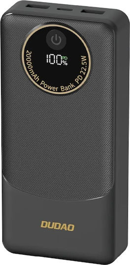 Dudao K12 Power Bank 10000mAh 22.5W Mit 2 USB-A Ausgangsanschlüsse Power Delivery / Schnellladung Schwarz