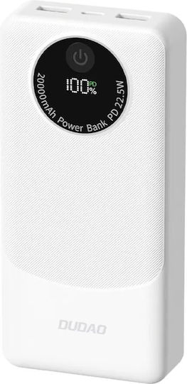 Dudao K12 Power Bank 10000mAh 22.5W με 2 Θύρες USB-A Power Delivery Λευκό
