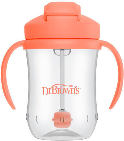 Dr. Brown's Baby Cup with Handles and Straw made of Plastic Orange 270ml for 6m+m+