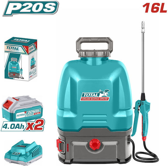 Total Backpack Sprayer 20V with Battery 4Ah with Capacity 16lt 5bar