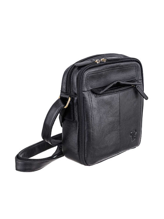 Piele Geantă pentru bărbați Umăr / Crossbody Neagră