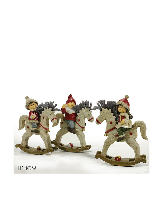 General Trade General Trade Christmas Ceramic Rocking Horse Child Red Hat 15 cm