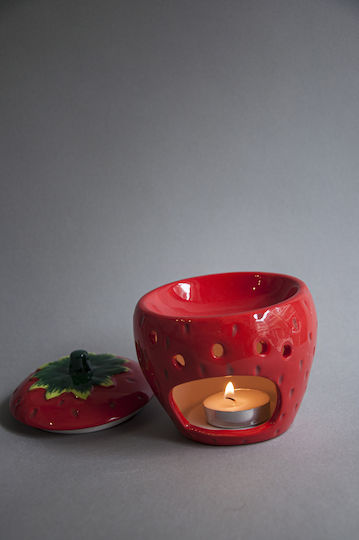 Strawberry Κεραμικός Αρωματιστής Wax Melts Αιθέρια Έλαια Κόκκινος Σχήμα Φράουλα